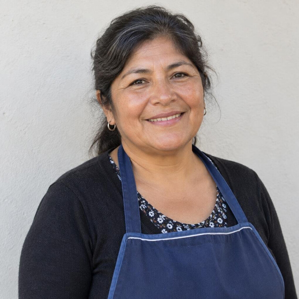 Portrait of a Chilean woman market vendor smiling